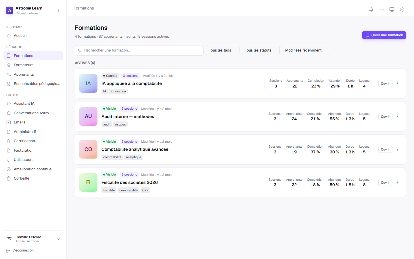 Astrobia LMS – Plateforme e-learning Qualiopi