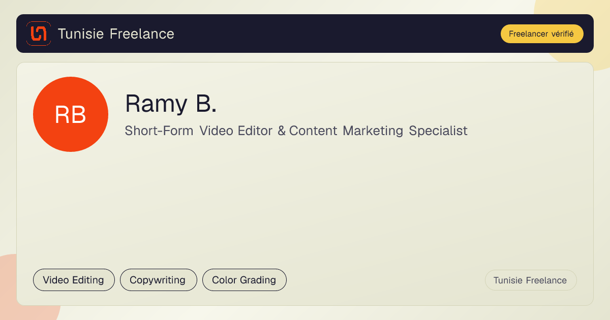 Ramy B. — Freelancer en Tunisie | Tunisie Freelance
